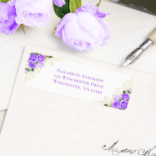 Purple Gold Floral Aquarelle Mariage Adresse