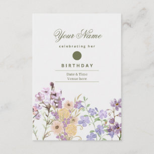 Purple & Gold Floral Birthday Party Invitation