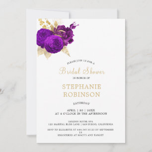 Purple Gold Floral Bridal Shower Invitation