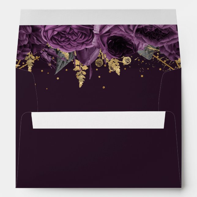 Purple Gold Floral Elegant Envelope (Back (Bottom))