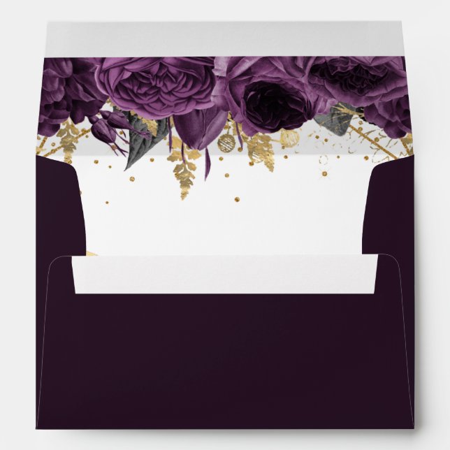 Purple Gold Floral  Envelope (Back (Bottom))