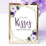 Purple Gold Floral How Many Kisses Sign<br><div class="desc">Purple Gold Floral How Many Kisses Sign</div>