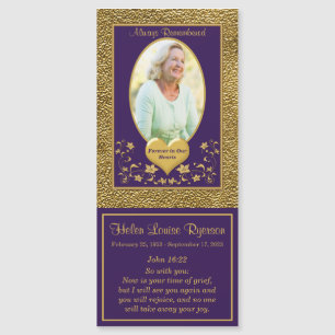 Purple, Gold Floral Photo Bereavement Magnet