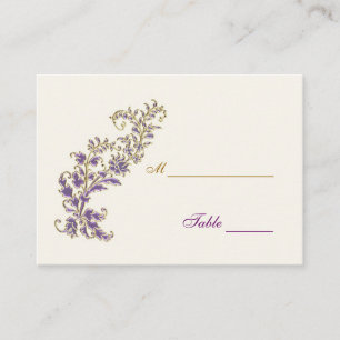 Purple gold floral Table Place card