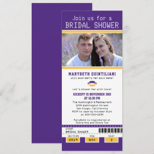 Purple Gold Football Ticket Bridal Shower Invitation