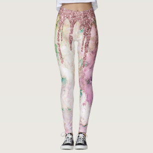 Purple Gold Galaxy Sparkles Glitter Elegant Design Leggings