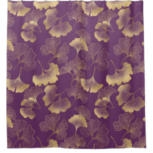 Purple Gold Ginkgo Art Deco Leaf Pattern
