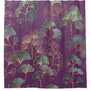 Purple Gold Ginkgo Japanese Botanical Pattern