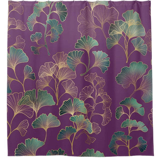 Purple Gold Ginkgo Japanese Botanical Pattern (Front)
