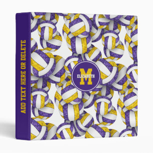 purple gold girls school colors volleyball pattern binder