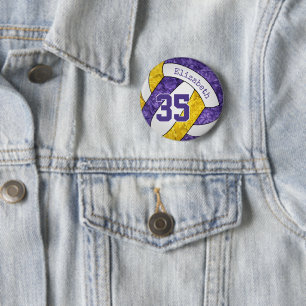 purple gold girls volleyball team colours 2 inch round button