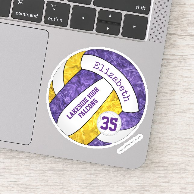 purple gold girls' volleyball w school mascot name (Detail)