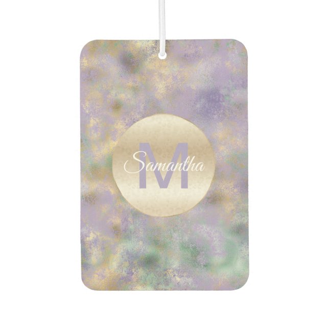 Purple Gold Glam Teal Abstract Monogram Air Freshener (Front)