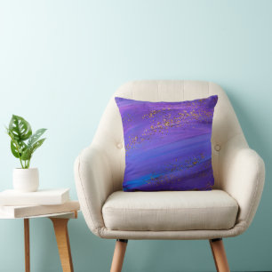 Purple gold glitter abstract throw pillow
