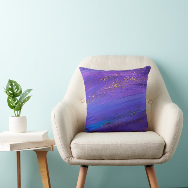 Purple gold glitter abstract  throw pillow (Chair)