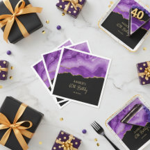 Purple Gold Glitter Abstract Watercolor Marble 