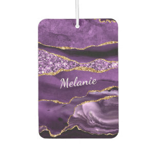 Purple Gold Glitter Air Freshener with Custom Name