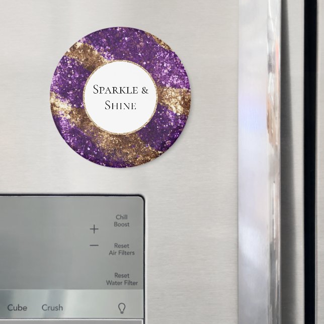 Purple Gold Glitter Birthday Magnet (In Situ (Fridge))
