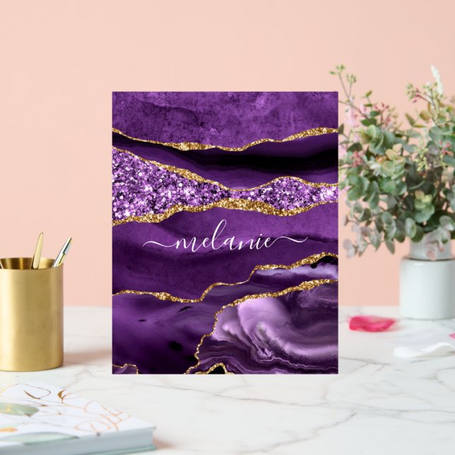 Purple Gold Glitter Custom Name Acrylic Sign (Wedding)