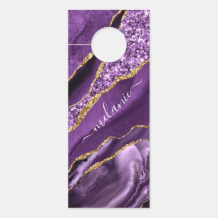 Purple Gold Glitter Custom Name Door Hangers