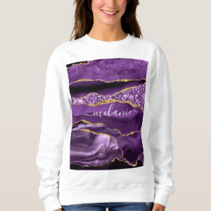 Purple Gold Glitter Custom Name Sweatshirt