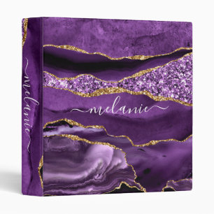 Purple Gold Glitter Custom Your Name Binder