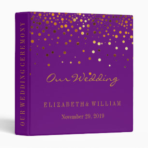 Purple Gold Glitter Faux Foil Confetti Personalize Binder