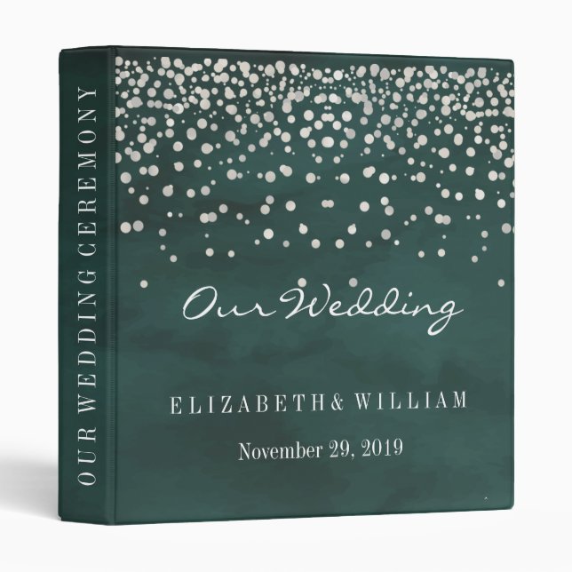 Purple Gold Glitter Faux Foil Confetti Personalize Binder (Front/Spine)