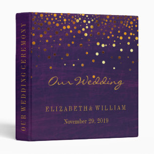 Purple Gold Glitter Faux Foil Confetti Personalize Binder