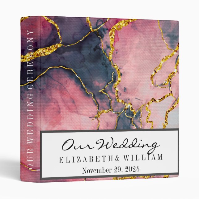 Purple Gold Glitter Faux Foil Confetti Personalize Binder (Front/Spine)