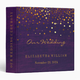 Purple Gold Glitter Faux Foil Confetti Personalize Binder