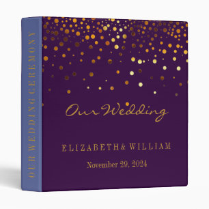 Purple Gold Glitter Faux Foil Confetti Personalize Binder