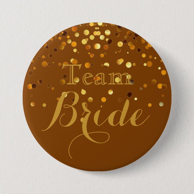 Purple Gold Glitter Faux Foil Wedding Team Bride 3 Inch Round Button (Front)