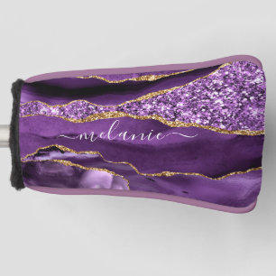Purple Gold Glitter Golf Head Cover Custom Name