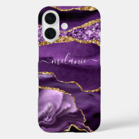 Purple Gold Glitter iPhone Case with Custom Name