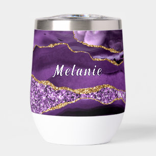 Purple Gold Glitter Marble Your Name Personalized
