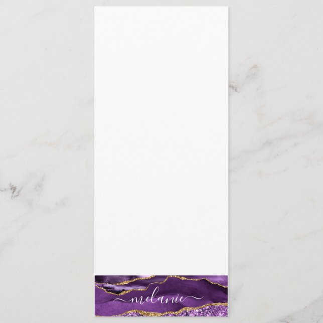 Purple Gold Glitter Menu with Custom Name Text (Front)