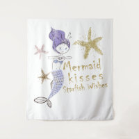 Purple Gold Glitter Mermaid Wishes Starfish Kisses