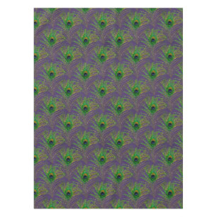 Purple Gold Glitter Peacock Feathers Tablecloth
