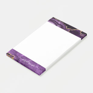 Purple Gold Glitter Post-it® Notes and Custom Name