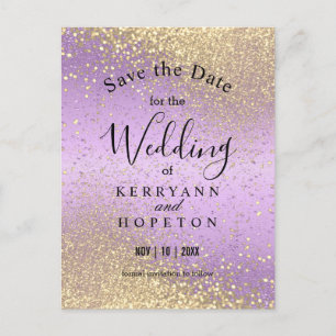 Purple & Gold Glitter- Save The Date Announcement 