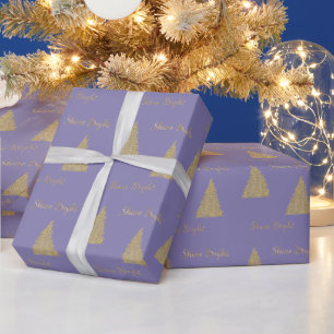 Purple Gold Glitter Shine Christmas Trees     Wrapping Paper