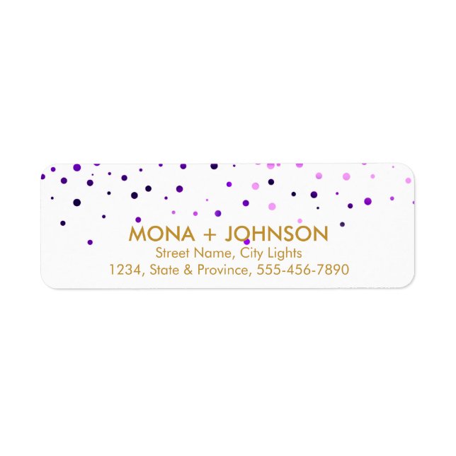 Purple Gold Glitter Sparkle Confetti Dots Modern (Front)