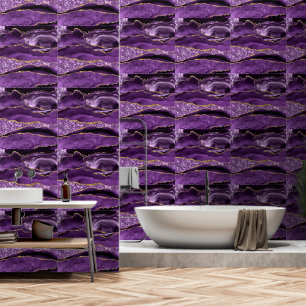 Purple Gold Glitter Sparkly Geode Marble Wallpaper