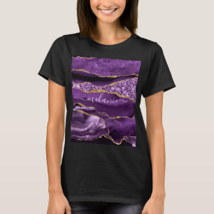 Purple Gold Glitter T-Shirt with Custom Name
