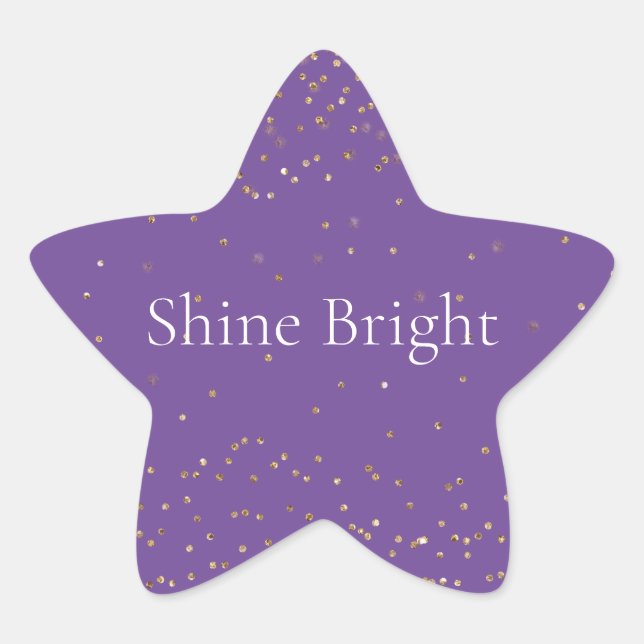 Purple Gold Glitzy Confetti Sparkle  Star Sticker (Front)