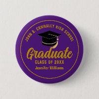 Purple Gold Graduate Custom Graduation Name Tag