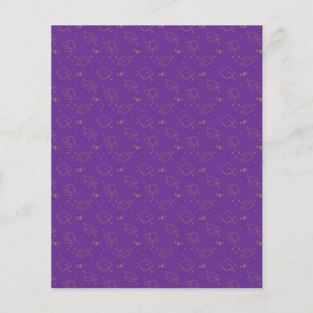 Purple & Gold Graduation Cap Toss Scrapbook Paper (Front)