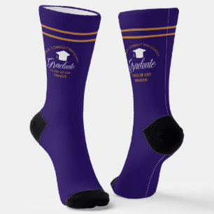 Purple Gold Graduation Custom 2025 Graduate Socks