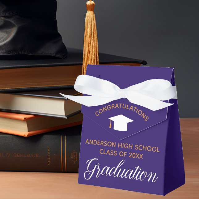 Purple Gold Graduation Elegant Custom 2025 Party Favor Box (Creator Uploaded)